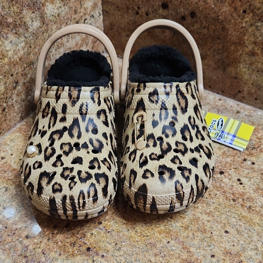 CROCS Tan and Black Mules with Ventilation Holes